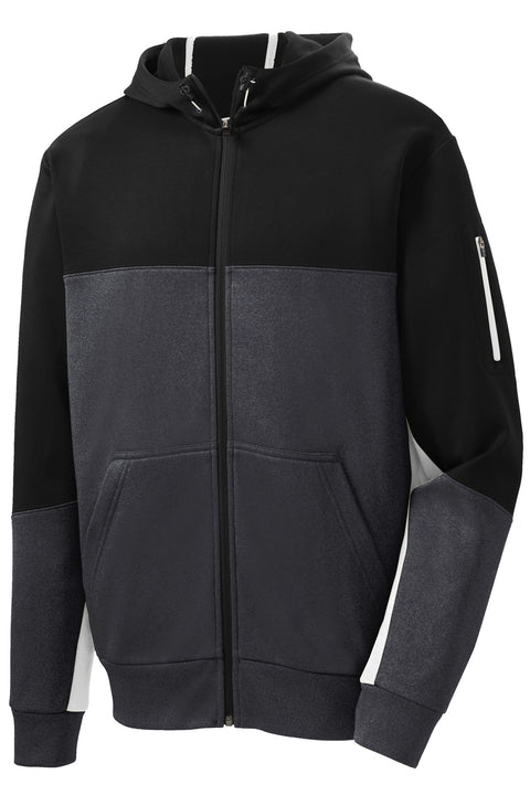 Sport-Tek® Tech Fleece Colorblock Full-Zip Hooded Jacket. ST245