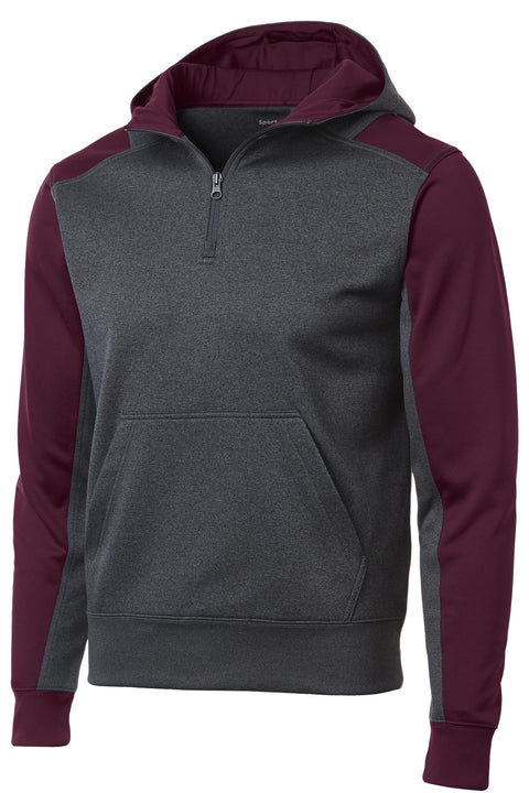 Sport-Tek®  Tech Fleece Colorblock 1/4-Zip Hooded Sweatshirt. ST249