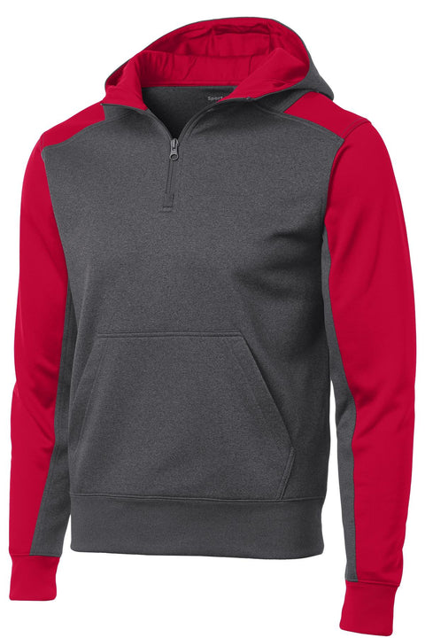 Sport-Tek®  Tech Fleece Colorblock 1/4-Zip Hooded Sweatshirt. ST249