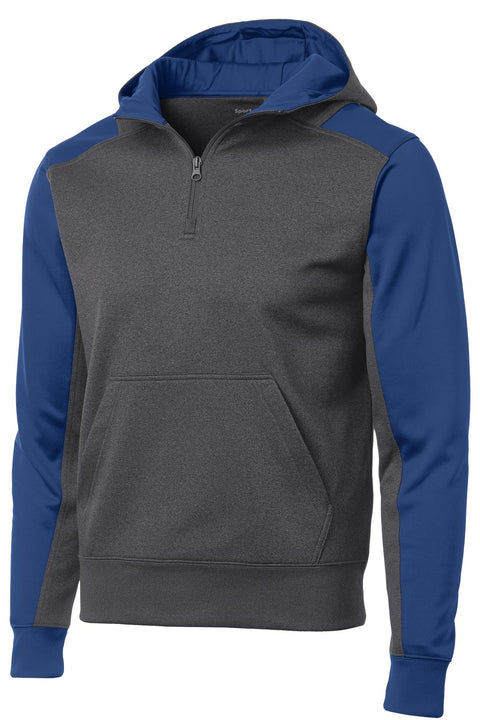 Sport-Tek®  Tech Fleece Colorblock 1/4-Zip Hooded Sweatshirt. ST249