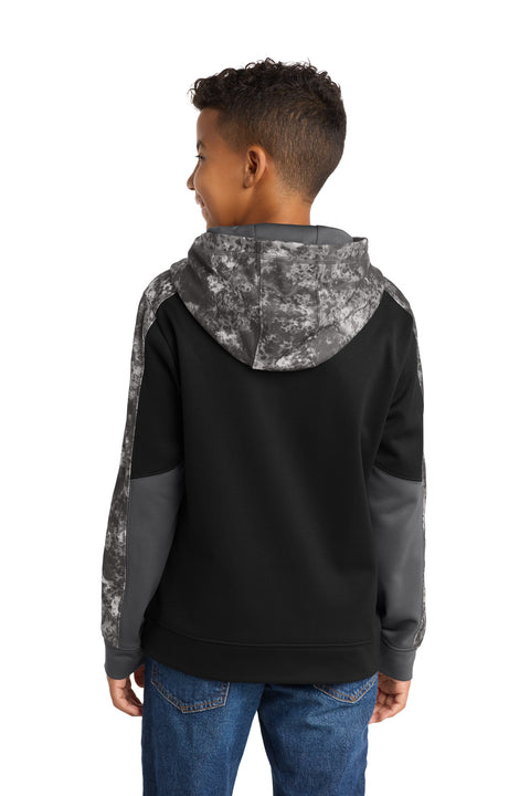 Sport-Tek® Youth Sport-Wick® Mineral Freeze Fleece Colorblock Hooded Pullover. YST231