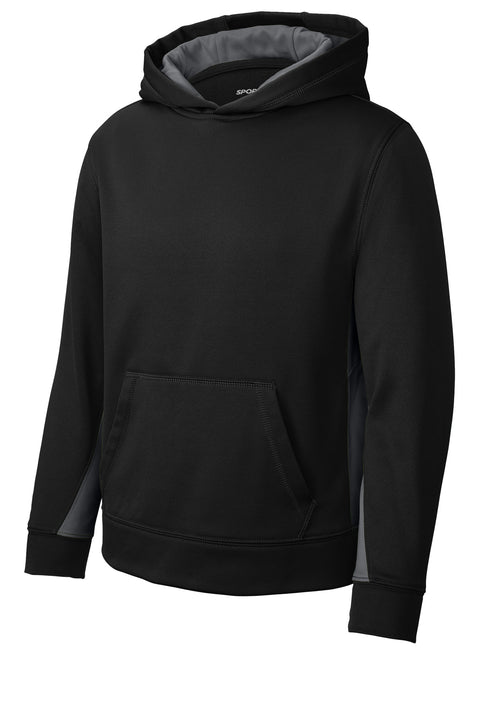 Sport-Tek® Youth Sport-Wick® Fleece Colorblock Hooded Pullover.  YST235