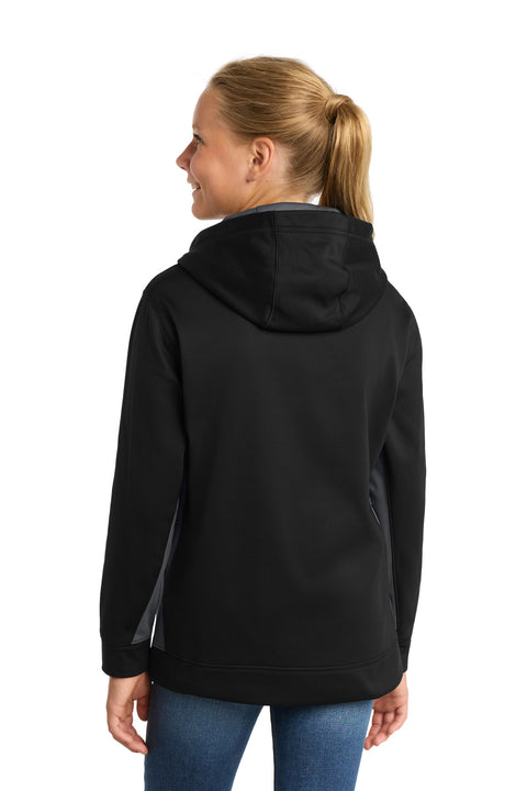 Sport-Tek® Youth Sport-Wick® Fleece Colorblock Hooded Pullover.  YST235