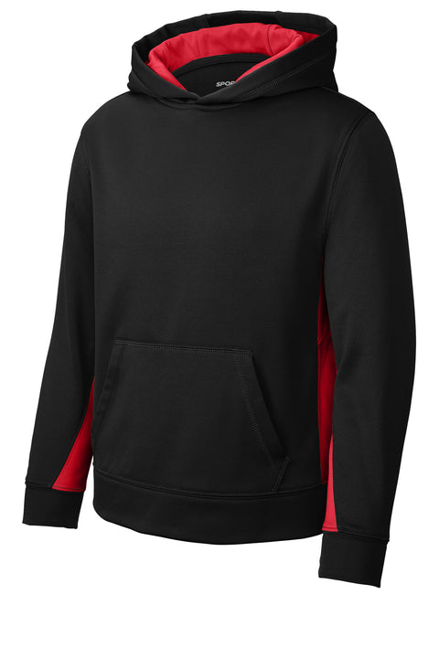 Sport-Tek® Youth Sport-Wick® Fleece Colorblock Hooded Pullover.  YST235