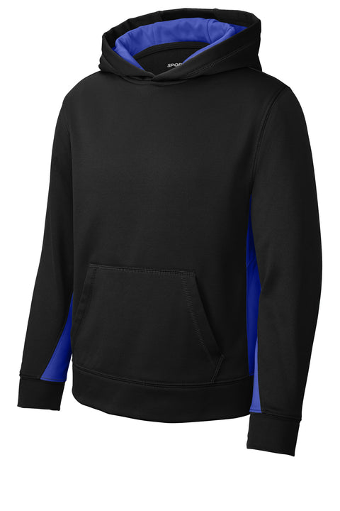 Sport-Tek® Youth Sport-Wick® Fleece Colorblock Hooded Pullover.  YST235
