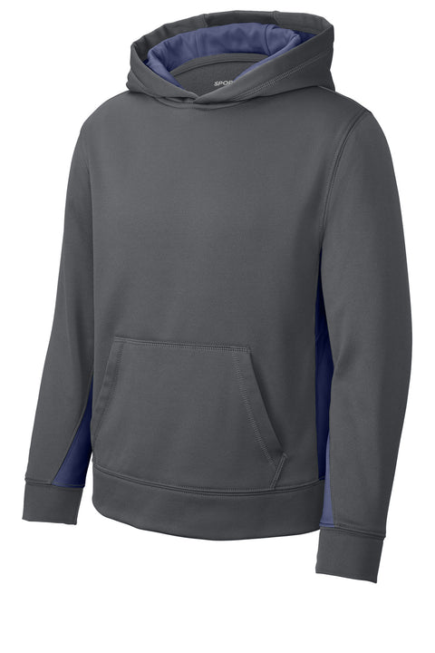 Sport-Tek® Youth Sport-Wick® Fleece Colorblock Hooded Pullover.  YST235