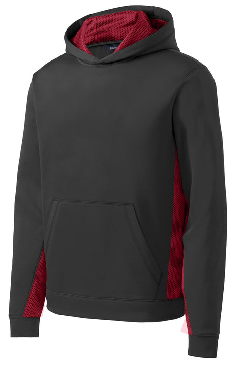 Sport-Tek® Youth Sport-Wick® CamoHex Fleece Colorblock Hooded Pullover.  YST239