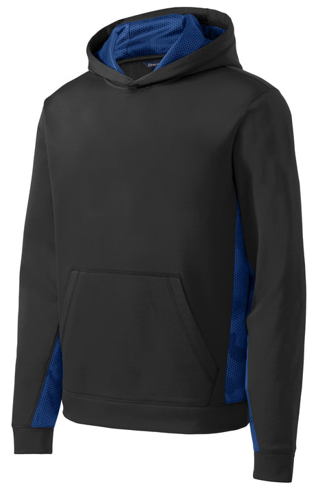Sport-Tek® Youth Sport-Wick® CamoHex Fleece Colorblock Hooded Pullover.  YST239