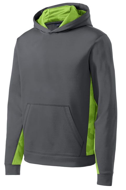 Sport-Tek® Youth Sport-Wick® CamoHex Fleece Colorblock Hooded Pullover.  YST239