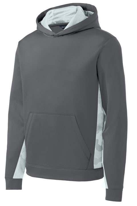 Sport-Tek® Youth Sport-Wick® CamoHex Fleece Colorblock Hooded Pullover.  YST239